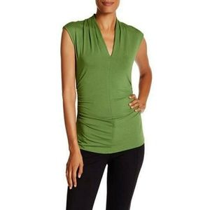 Vince Camuto Pleated V Neck Blouse